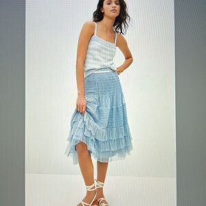 Anthropologie Maeve Tulle Midi Skirt